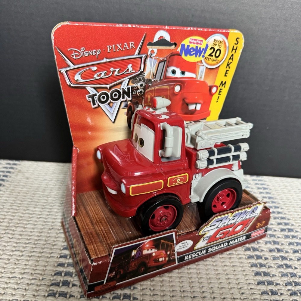New Disney Pixar Cars Toon Rescue Tow Mater Fisher Price Shake N Go Truck Toy